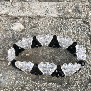 2 Tone Crystal Rhinestone Bracelet. Black/Clear