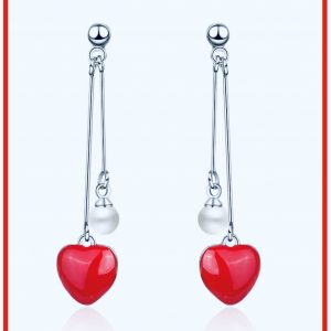 925 Sterling silver heart/ pearl earrings.