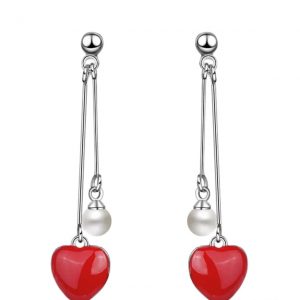 925 Sterling silver heart/ pearl earrings.